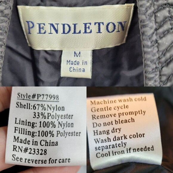 Pendleton Jacket Womens Quilted Formal Textured Zip Up Zip Pockets Black M - Picture 3 of 14